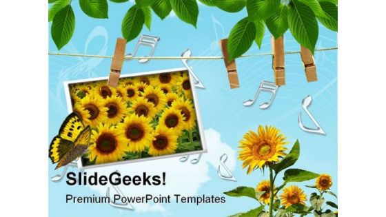 Sun Flowers Beauty PowerPoint Template 0610