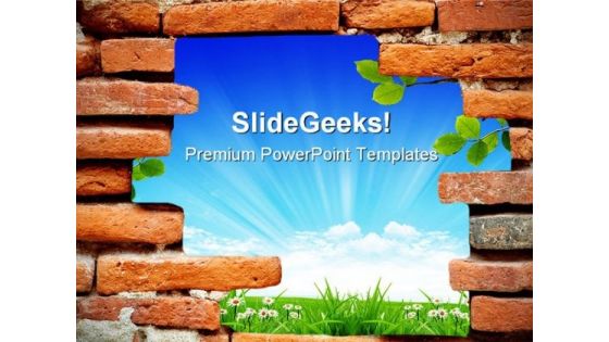 Sun Rays From Old Brick Wall Nature PowerPoint Templates And PowerPoint Backgrounds 0311