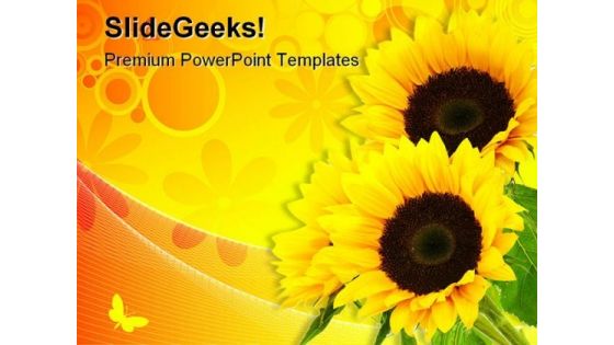 Sunflower Abstract Beauty PowerPoint Template 0810
