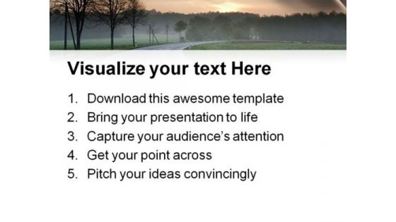 Sunrise Road Nature PowerPoint Themes And PowerPoint Slides 0811