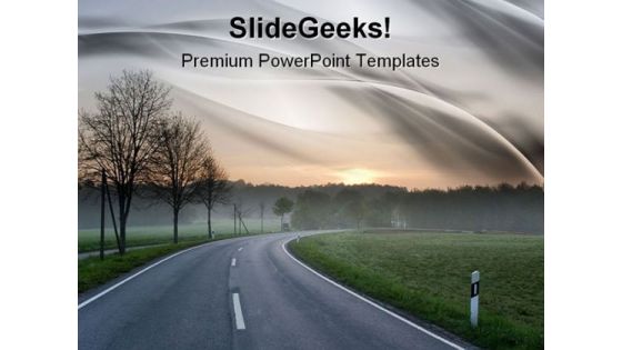 Sunrise Road Nature PowerPoint Themes And PowerPoint Slides 0811