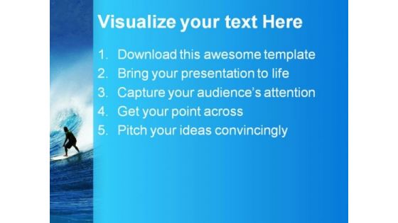 Surfer In Heavy Swells Vacation PowerPoint Templates And PowerPoint Backgrounds 0811