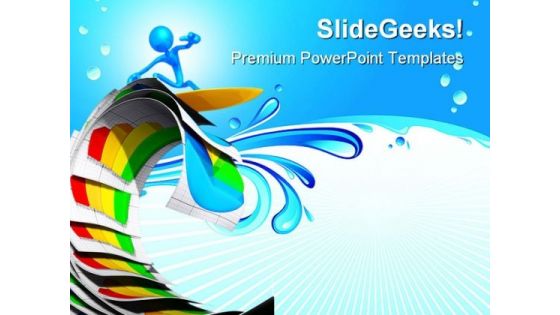 Surfing On Business Reports Success PowerPoint Themes And PowerPoint Slides 0911