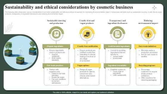 Sustainability And Ethical Considerations By Cosmetic Business Successful Launch Ppt Slide Sustainability And Ethical Considerations By Cosmetic Business Successful Launch Ppt Slide