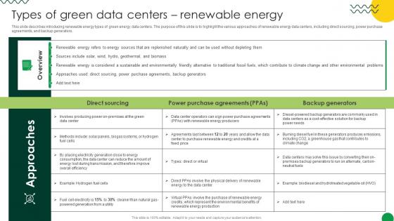 Sustainable Types Of Green Data Centers Renewable Energy