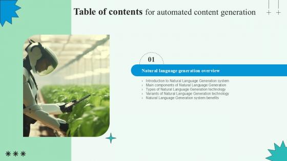 Table Of Content For Automated Content Generation PPT Sample