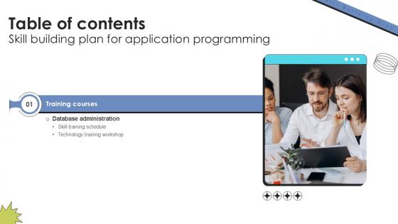 Table Of Content Skill Building Plan For Application Programming PPT Presentation DTE SS V