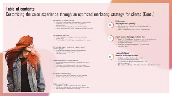 Table Of Contents Customizing The Salon Experience Through An Optimized Marketing Strategy For Clients