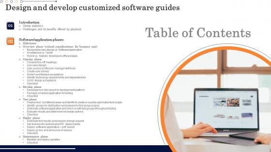 Table Of Contents Design And Develop Customized Software Guides Infographics Pdf