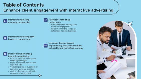 Table Of Contents Enhance Client Engagement With Interactive Advertising Portrait Pdf