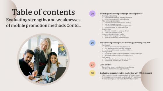 Table Of Contents Evaluating Strengths And Weaknesses Of Mobile Promotion Metho Ideas Pdf