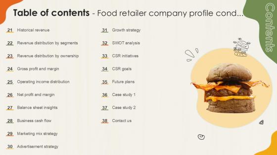 Table Of Contents Food Retailer Company Profile Ppt Presentation CP SS V