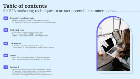 Table Of Contents For B2B Marketing Techniques To Attract Potential Customers Clipart Pdf