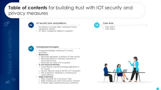 Table Of Contents For Building Trust With IoT Security And Privacy Measures IoT SS V