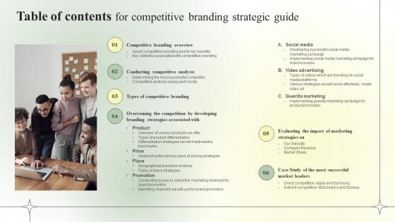 Table Of Contents For Competitive Branding Strategic Guide Topics PDF