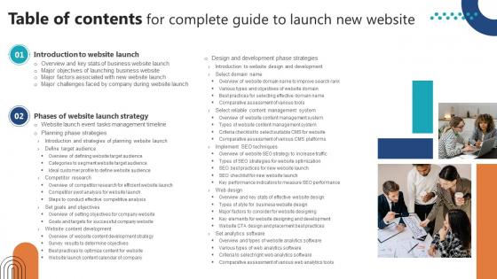 Table Of Contents For Complete Guide To Launch New Website