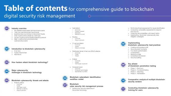Table Of Contents For Comprehensive Guide To Blockchain Digital Security Risk Management Download Pdf