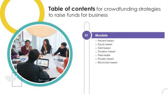 Table Of Contents For Crowdfunding Strategies To Raise Funds For Business Fin SS V