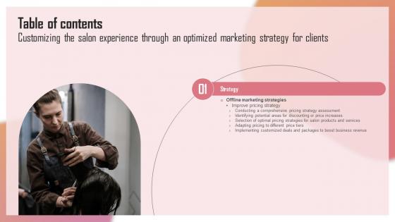 Table Of Contents For Customizing The Salon Experience Through An Optimized Marketing Strategy For Clients