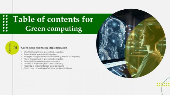 Table Of Contents For Green Computing Ppt Powerpoint Information Table Of Contents For Green Computing Ppt Powerpoint Information