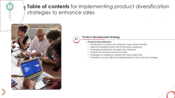 Table Of Contents For Implementing Product Diversification Strategies PPT Powerpoint Strategy SS V