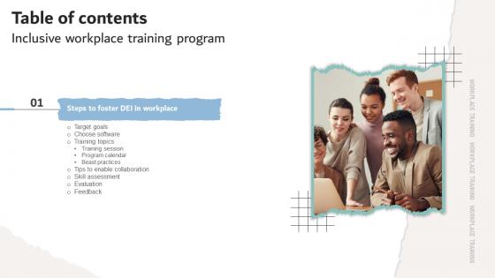 Table Of Contents For Inclusive Workplace Training Program DTE SS V