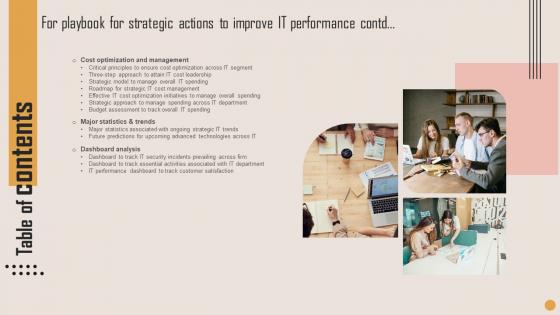 Table Of Contents For Playbook For Strategic Actions To Improve IT Performance Graphics Pdf