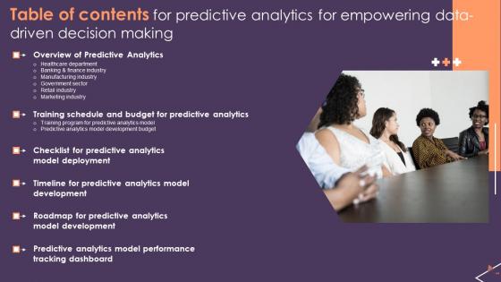 Table Of Contents For Predictive Analytics For Empowering Data Driven Decision Making Formats Pdf