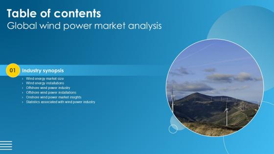 Table Of Contents Global Wind Power Market Analysis PPT Presentation IR SS V