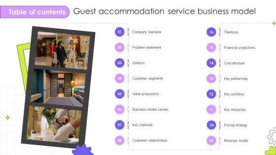 Table Of Contents Guest Accommodation Service Business Model BMC SS V Table Of Contents Guest Accommodation Service Business Model BMC SS V