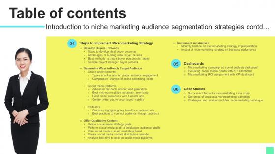 Table Of Contents Introduction To Niche Marketing Audience Segmentation Strategies Diagrams Pdf