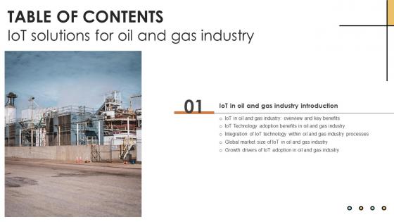 Table Of Contents IoT Solutions For Oil And Gas Industry IoT SS V