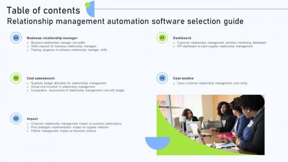 Table Of Contents Relationship Management Automation Software Selection Guide