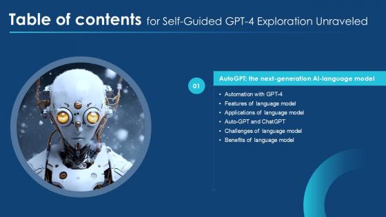 Table Of Contents Self Guided GPT 4 Exploration Unraveled PPT Template CHATGPT SS V