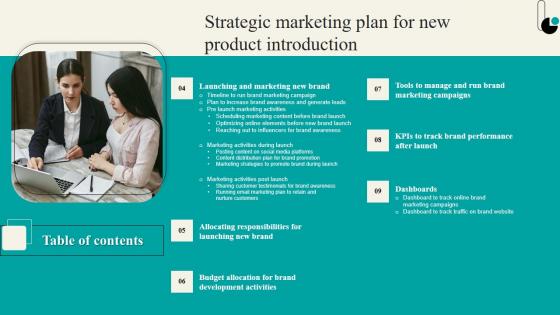 Table Of Contents Strategic Marketing Plan For New Product Introduction Formats PDF
