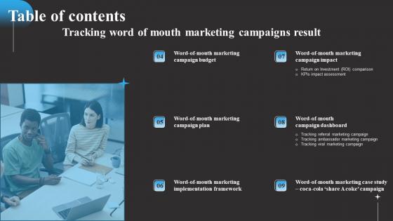 Table Of Contents Tracking Word Of Mouth Marketing Campaigns Result Designs PDF