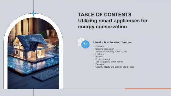 Table Of Contents Utilizing Smart Appliances For Energy Conservation IoT SS V