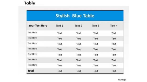 Table PowerPoint Presentation Template