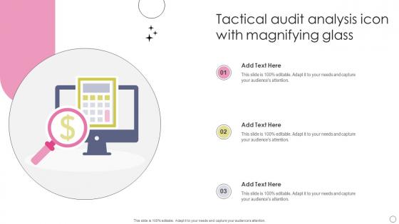 Tactical Audit Analysis Icon With Magnifying Glass Mockup Pdf