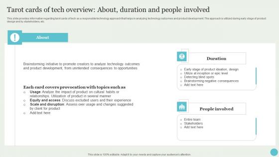 Tarot Cards Of Tech Overview About Duration And Crafting A Sustainable Company Mockup Pdf