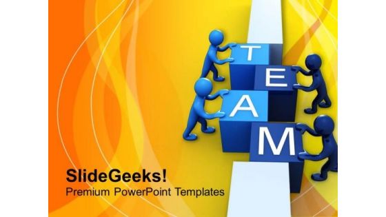 Team Efforts To Assemble Blocks Teamwork PowerPoint Templates Ppt Backgrounds For Slides 0413