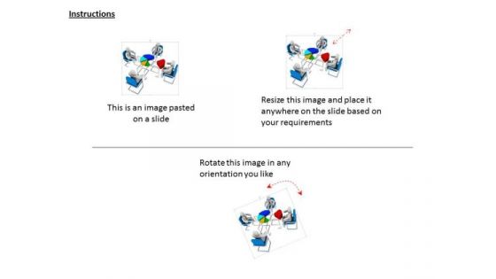 Team Of 3d Peoples For Pie Chart And Teamwork