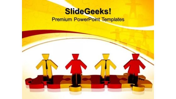 Team Standing On Puzzle Business PowerPoint Templates And PowerPoint Themes 0612