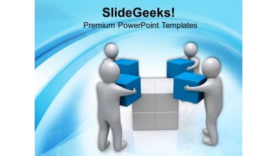 Teamwork Concept For Assembling The Cubes PowerPoint Templates Ppt Backgrounds For Slides 0713