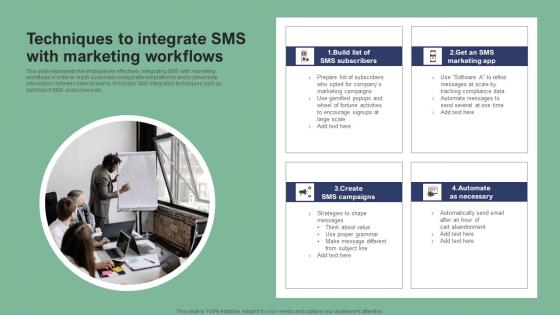 Techniques To Integrate SMS With Marketing Workflows Text Message Marketing Strategies Topics Pdf
