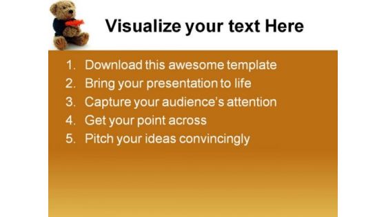 Teddy Bear With Flower Children PowerPoint Themes And PowerPoint Slides 0511