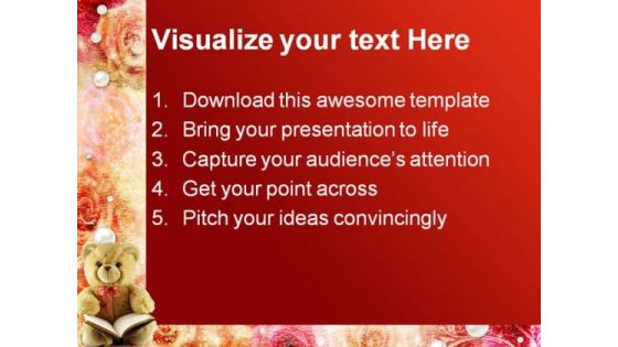 Teddy With Book Education PowerPoint Templates And PowerPoint Backgrounds 0711