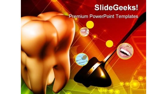 Teeth And Surgical Hammer Dental Health PowerPoint Templates And PowerPoint Backgrounds 0211