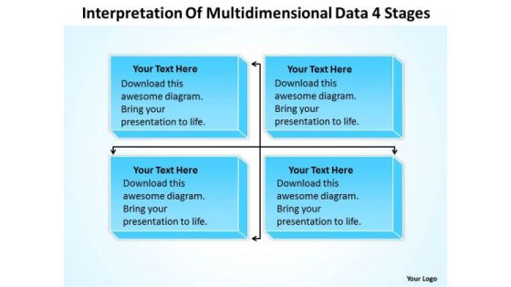 Template For Organizational Chart Of Multidimensional Data 4 Stages PowerPoint Templates