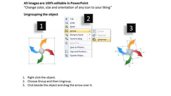 Templates Diverging Process Arrow Chart 4 Steps Cycle Flow Diagram PowerPoint Slides